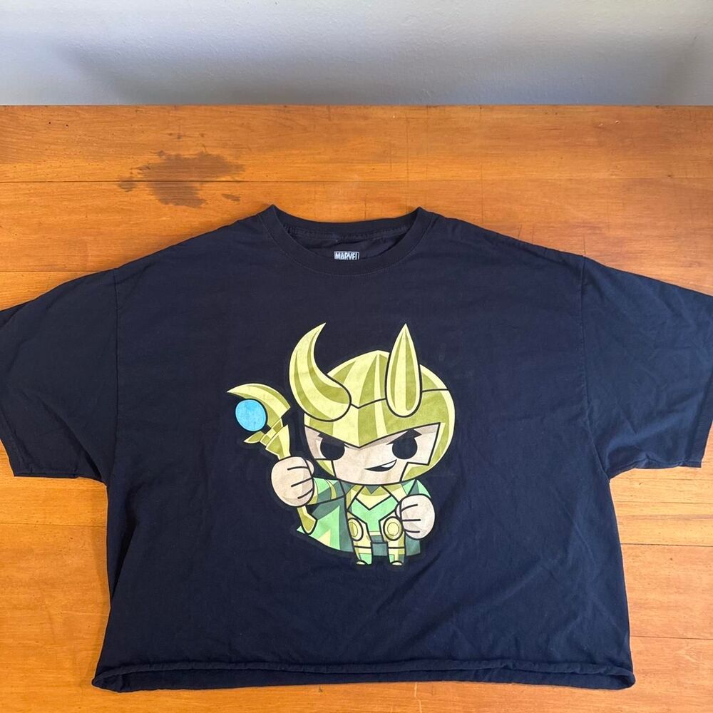 Marvel Loki Chibi black T-shirt Crop Top Womens 2xl